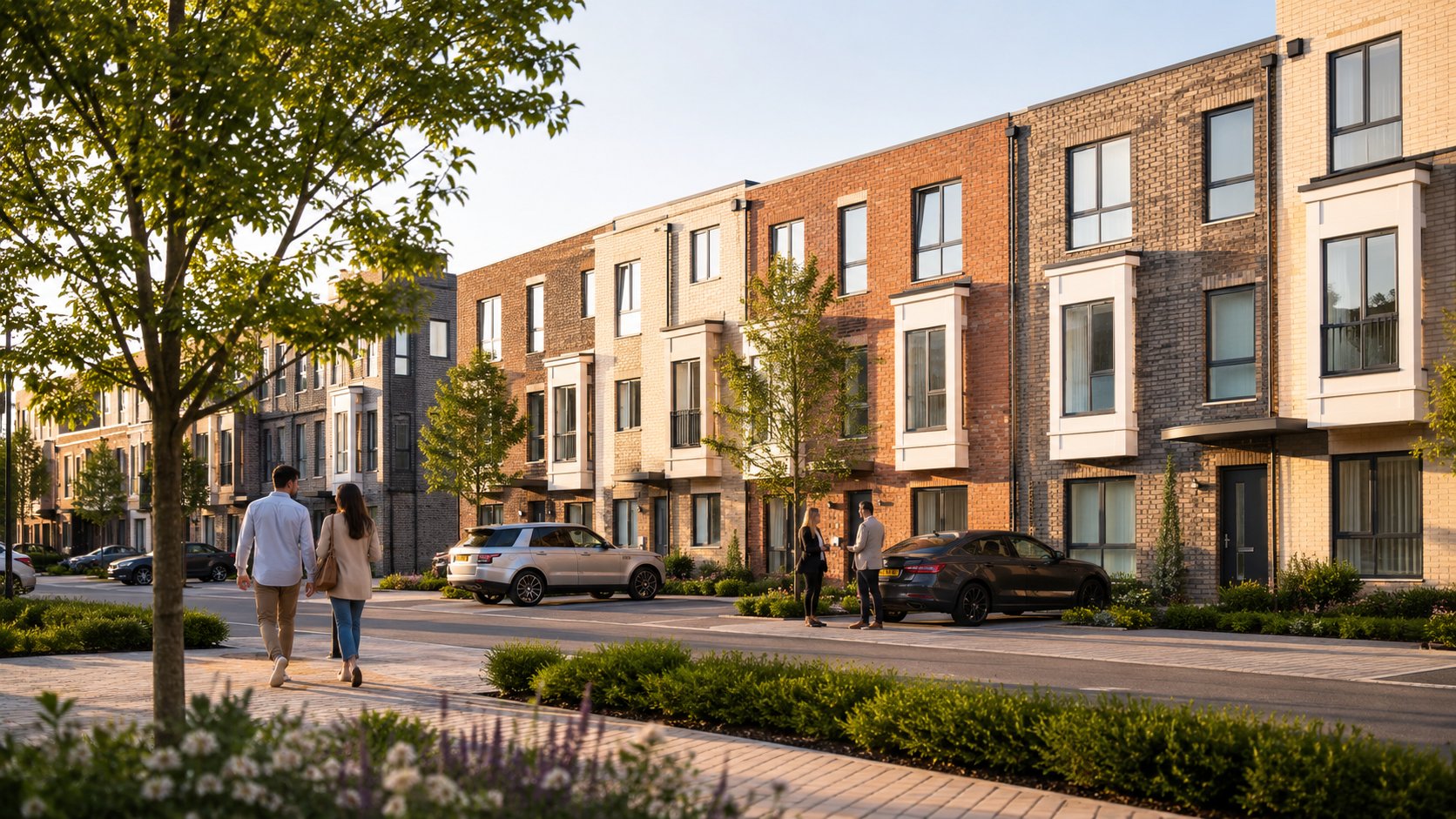 Completed townhouse development streetscape